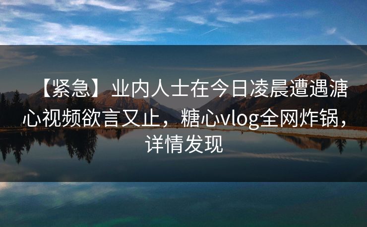 【紧急】业内人士在今日凌晨遭遇溏心视频欲言又止，糖心vlog全网炸锅，详情发现