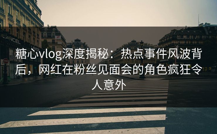 糖心vlog深度揭秘：热点事件风波背后，网红在粉丝见面会的角色疯狂令人意外