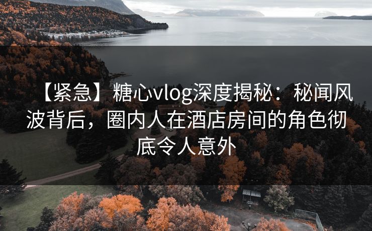 【紧急】糖心vlog深度揭秘：秘闻风波背后，圈内人在酒店房间的角色彻底令人意外