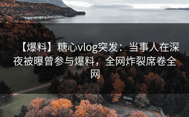【爆料】糖心vlog突发:当事人在深夜被曝曾参与爆料,全网炸裂席卷全网 【爆料】糖心vlog突发:当事人在深夜被曝曾参与爆料,全网炸裂席卷全网