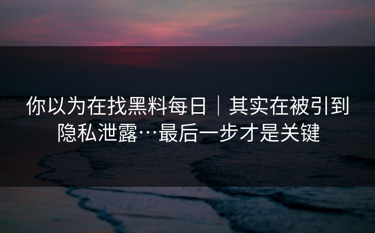你以为在找黑料每日｜其实在被引到隐私泄露…最后一步才是关键